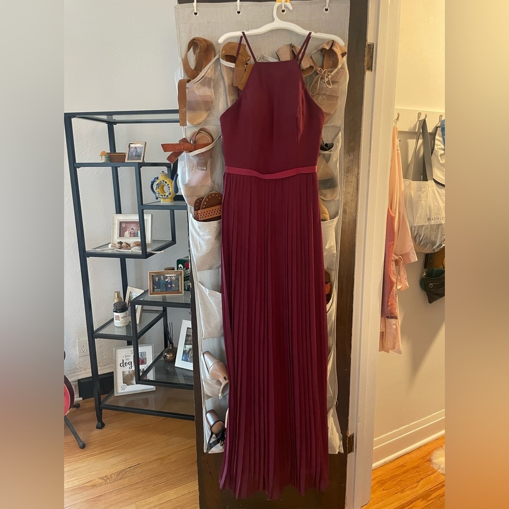 David’s bridal wine bridesmaid dress - size 4 - couple spots, needs dry clean